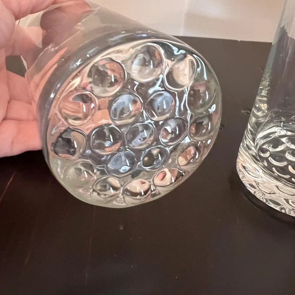 VTG Heavy Bubble Base Highball Glasses Set of 2, Mid Century Modern goblets